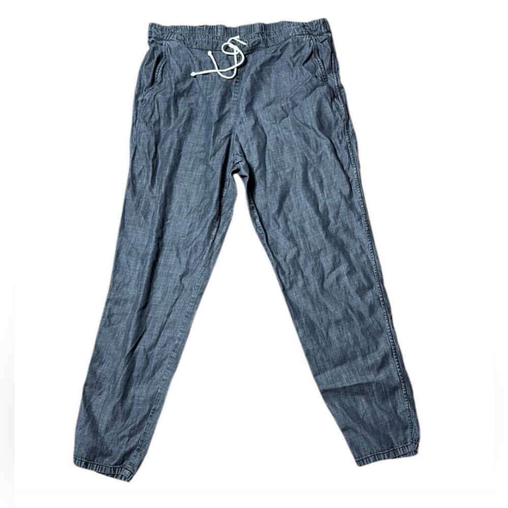 Eileen fisher Tencel/Cotton Pull On Pants Drawstring Waist Washed Grey Black